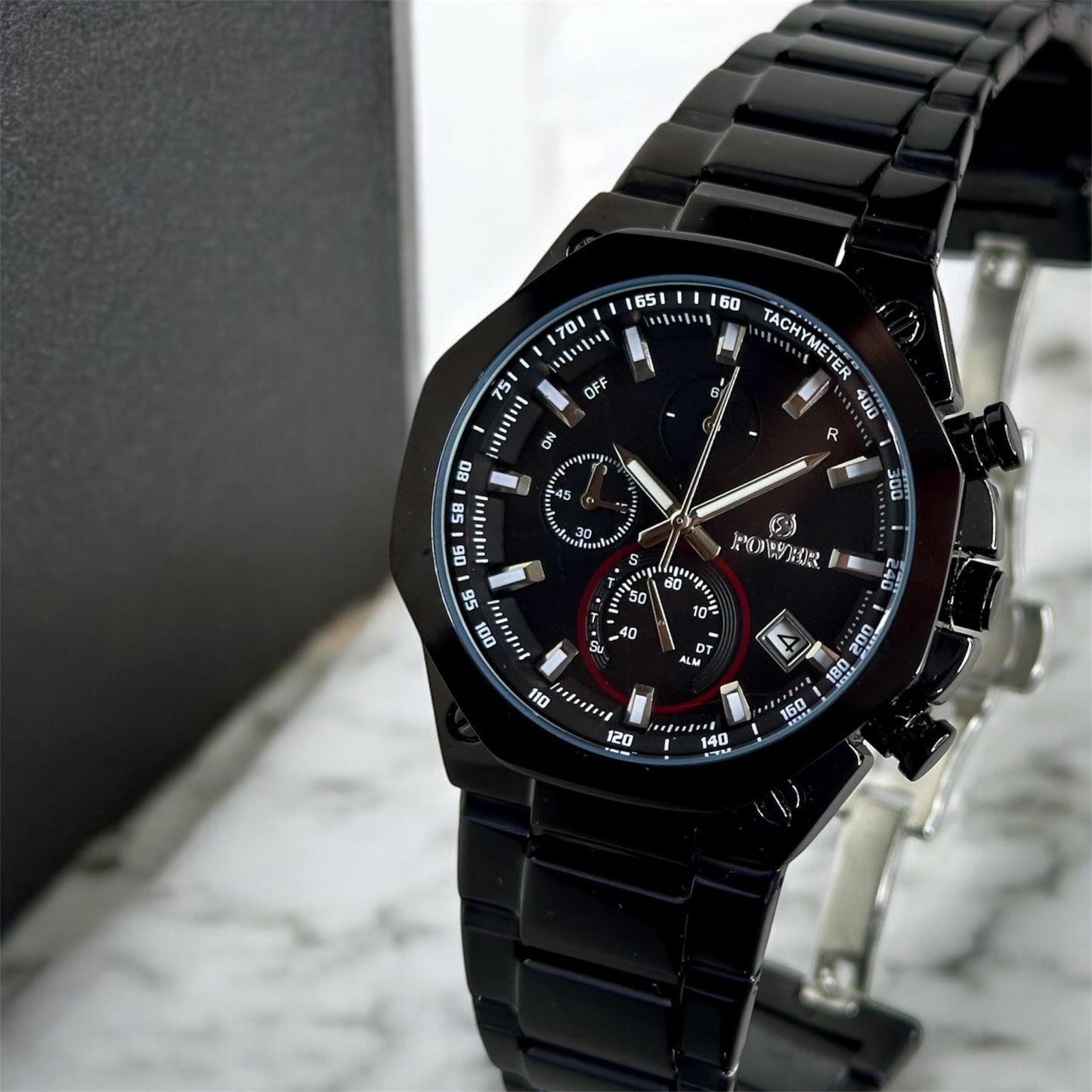 POWER Men's Watch Serie Chronograph Waterproof Multi Stainle G Steel Dual Screen Shock Watch