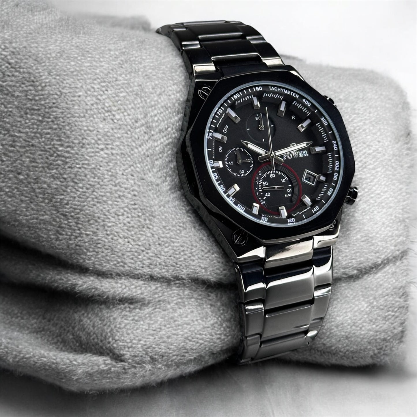 POWER Men's Watch Serie Chronograph Waterproof Multi Stainle G Steel Dual Screen Shock Watch