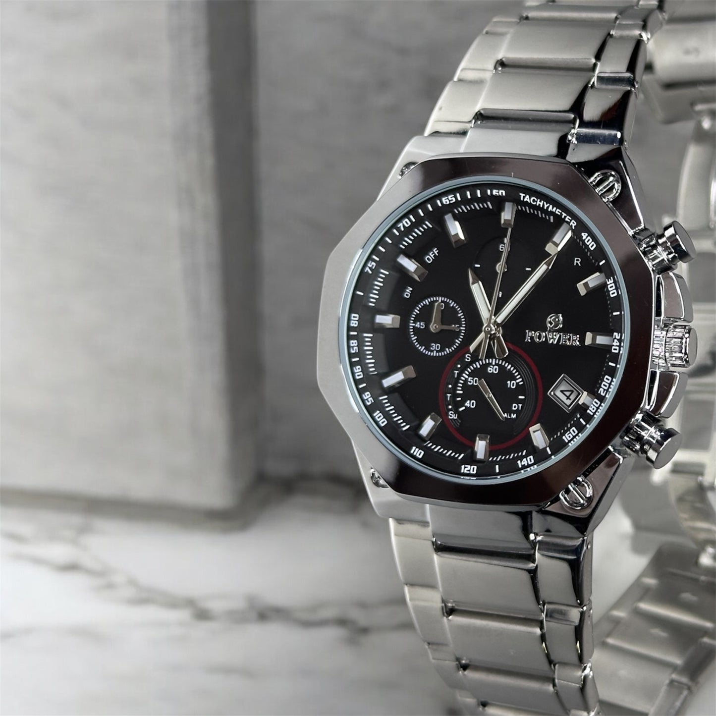 POWER Men's Watch Serie Chronograph Waterproof Multi Stainle G Steel Dual Screen Shock Watch
