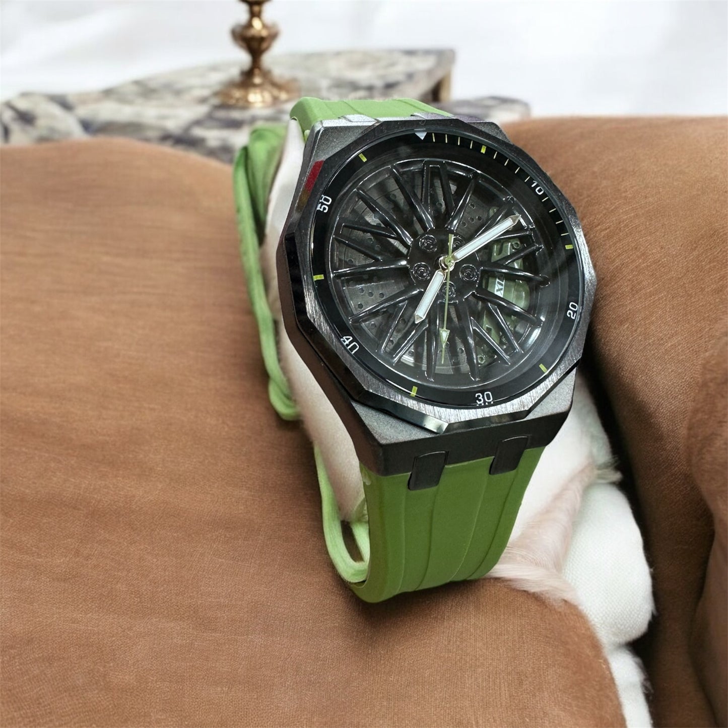 Chaxigo Men Rotation Dial Watch Wheel Reloj Male Luxury Man Silicone Strap Sports Clock Rotate Rim Hub Design Wristwatch