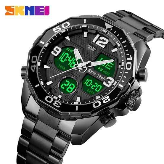 SKMEI 1649 Rotatable Ring Quartz Digital Men Wristwatch chronograph