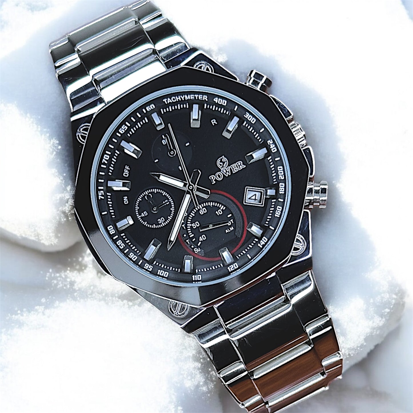 POWER Men's Watch Serie Chronograph Waterproof Multi Stainle G Steel Dual Screen Shock Watch