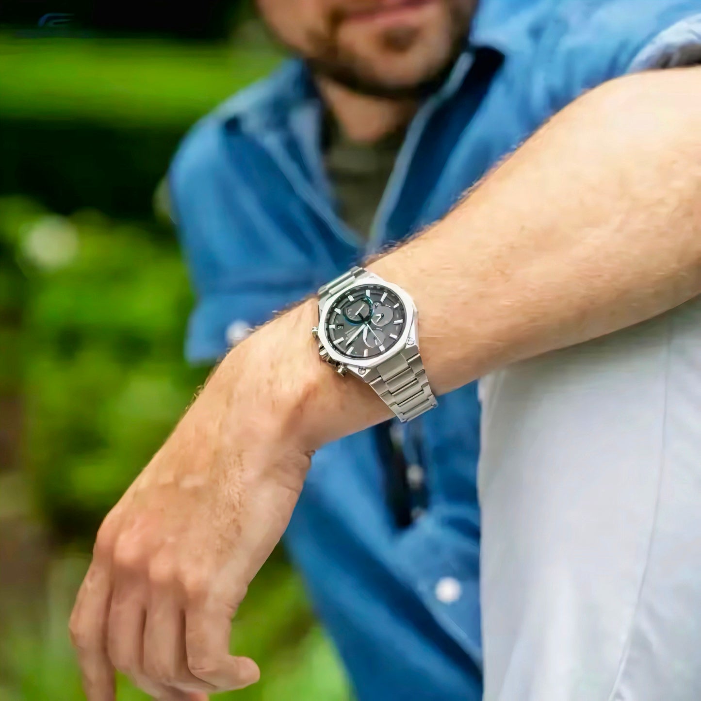 POWER Men's Watch Serie Chronograph Waterproof Multi Stainle G Steel Dual Screen Shock Watch
