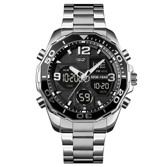SKMEI 1649 Rotatable Ring Quartz Digital Men Wristwatch chronograph