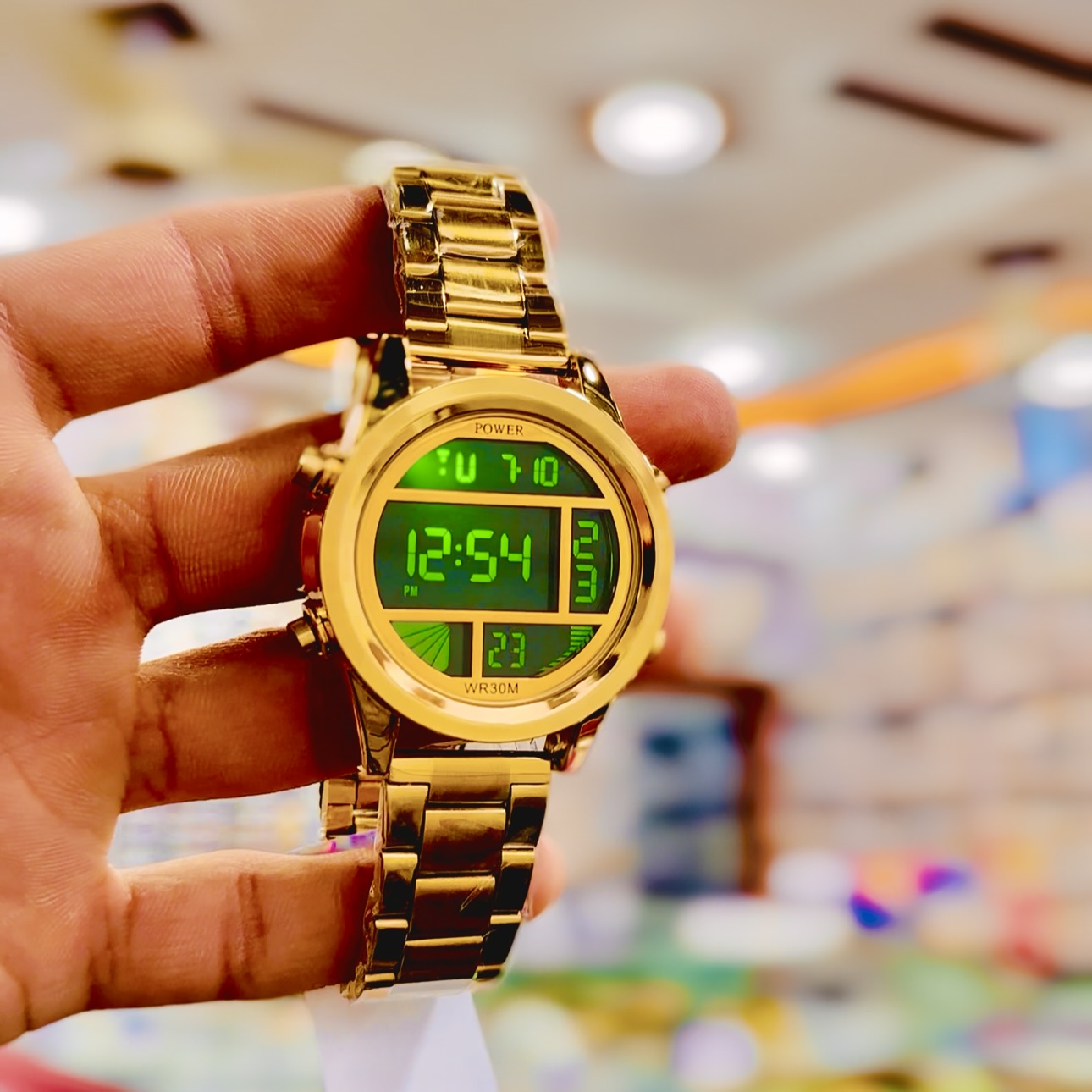 POWER Men’s Digital Sports Watches Luxury Stainless Steel Strap Led Waterproof Chronograph Wristwatch Fashion Male Alarm Clock