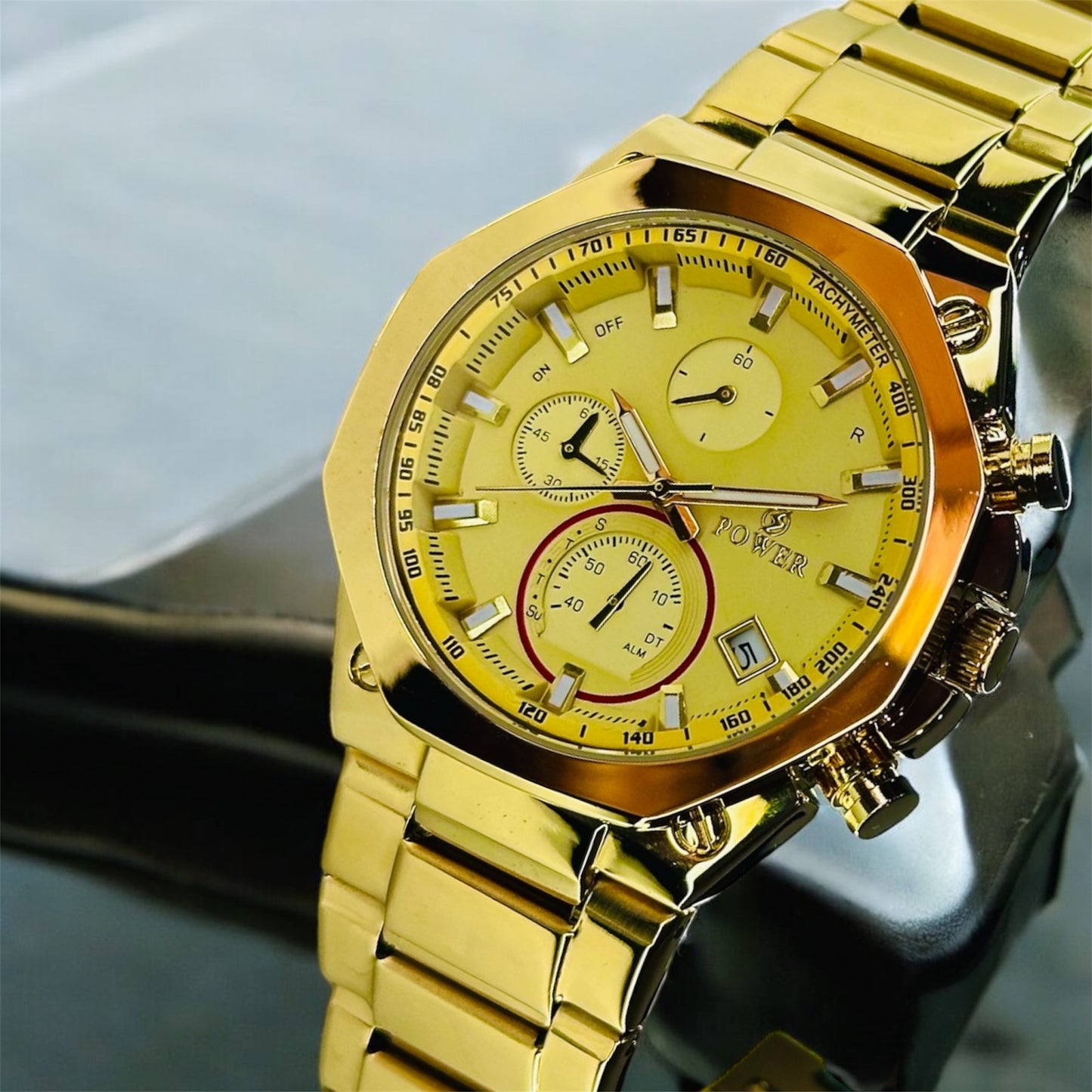 POWER Men's Watch Serie Chronograph Waterproof Multi Stainle G Steel Dual Screen Shock Watch