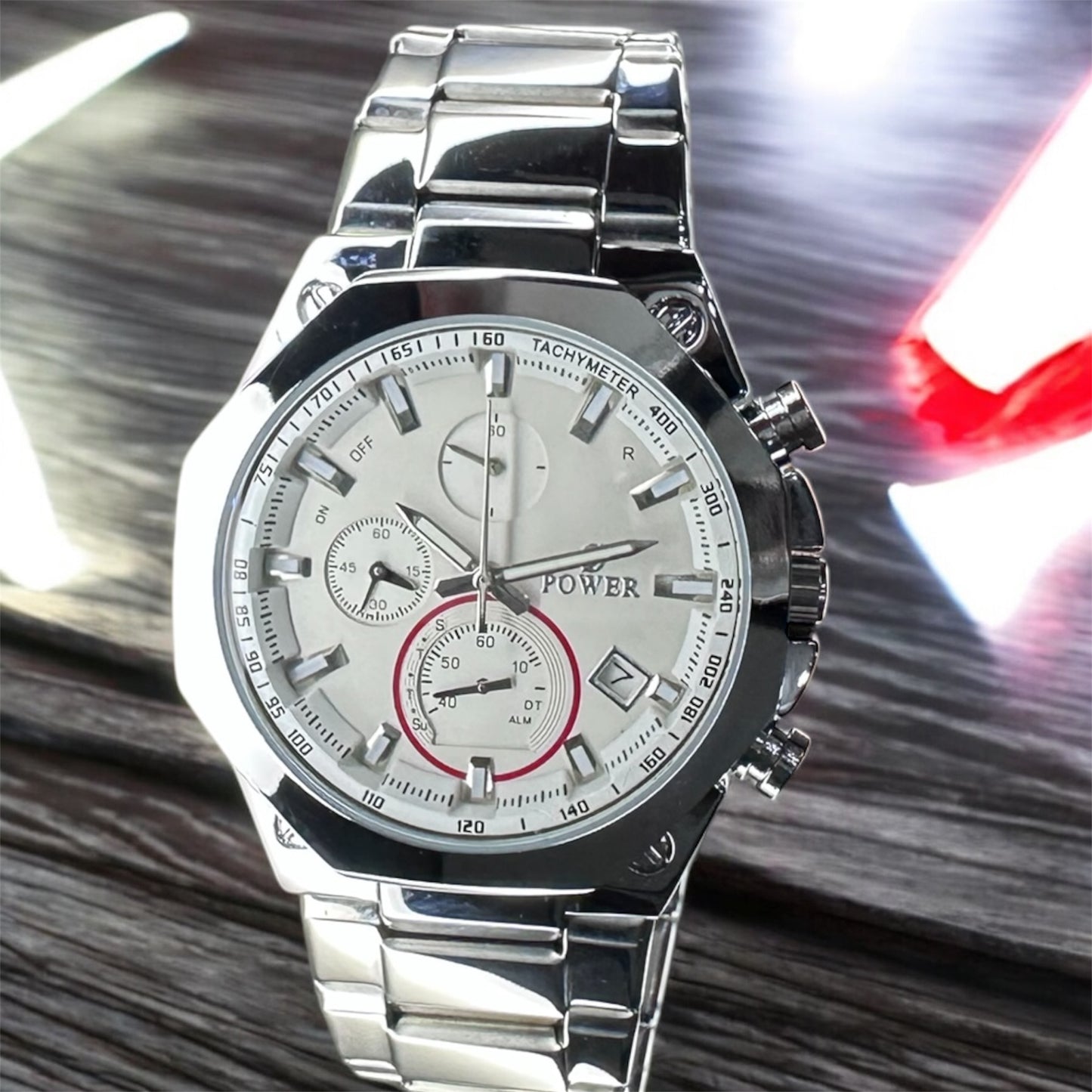 POWER Men's Watch Serie Chronograph Waterproof Multi Stainle G Steel Dual Screen Shock Watch