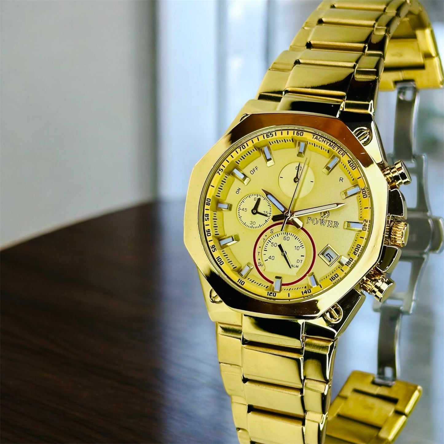 POWER Men's Watch Serie Chronograph Waterproof Multi Stainle G Steel Dual Screen Shock Watch