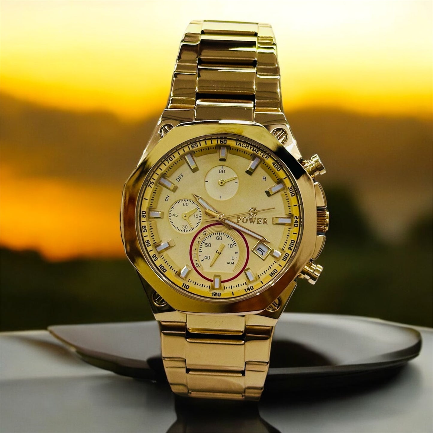 POWER Men's Watch Serie Chronograph Waterproof Multi Stainle G Steel Dual Screen Shock Watch