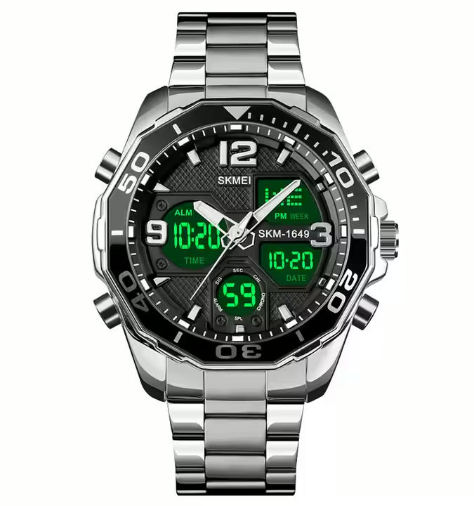 SKMEI 1649 Rotatable Ring Quartz Digital Men Wristwatch chronograph