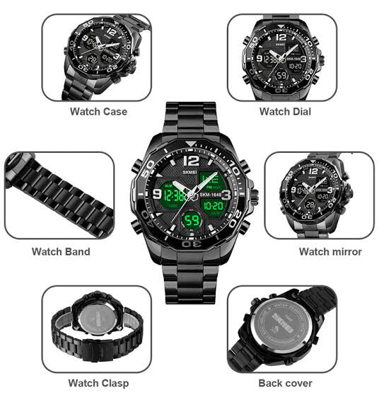 SKMEI 1649 Rotatable Ring Quartz Digital Men Wristwatch chronograph