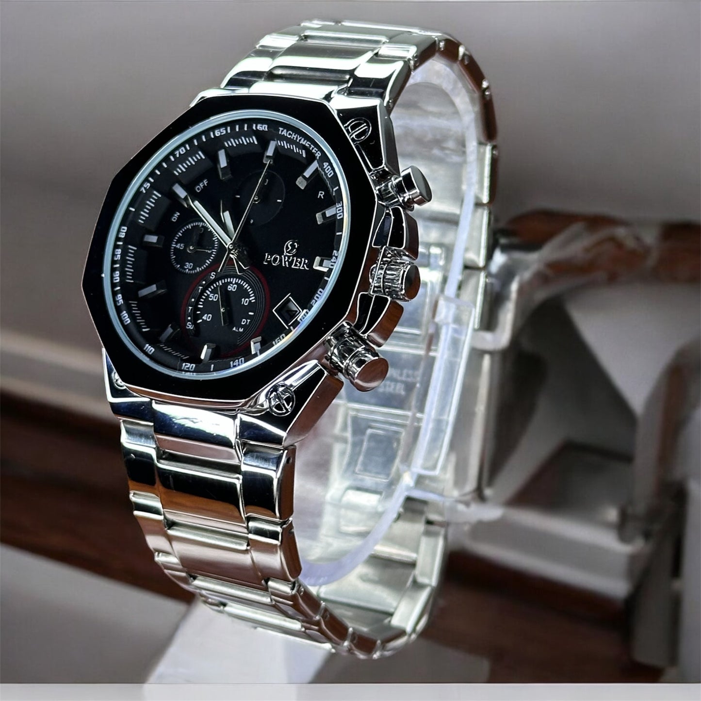 POWER Men's Watch Serie Chronograph Waterproof Multi Stainle G Steel Dual Screen Shock Watch