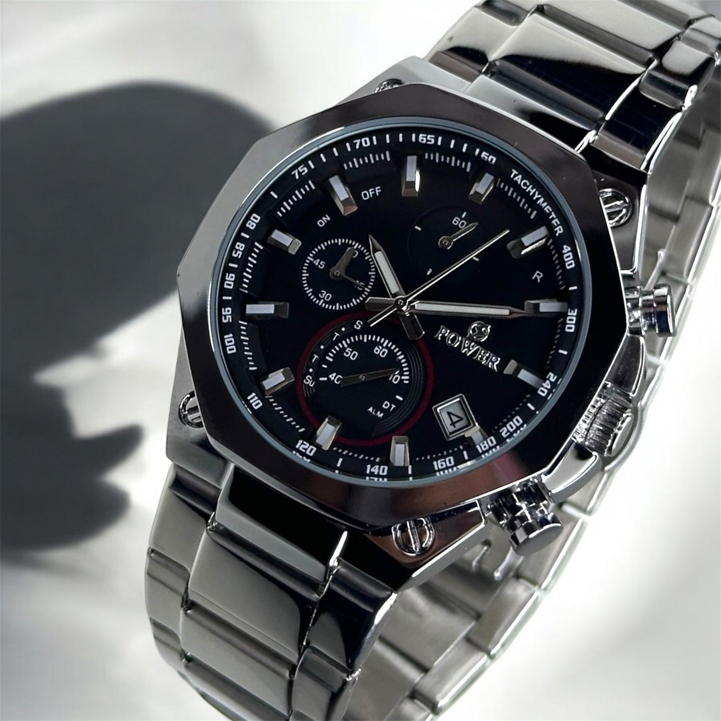 POWER Men's Watch Serie Chronograph Waterproof Multi Stainle G Steel Dual Screen Shock Watch