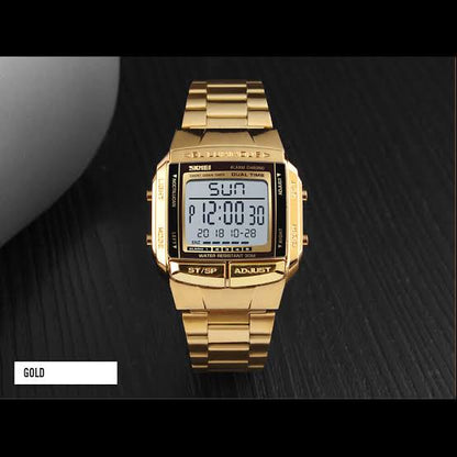 Skmei Men's Digital Sport's Watches Stainless Steel Strap 5 Alarm Clock Waterproof Led Chronograph Fashion Male Dual Time