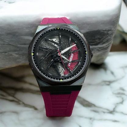 Chaxigo Men Rotation Dial Watch  Wheel Reloj Male Luxury Man Silicone Strap Sports Clock Rotate Rim Hub Design Wristwatch