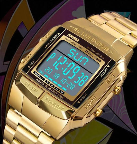 Skmei Men's Digital Sport's Watches Stainless Steel Strap 5 Alarm Clock Waterproof Led Chronograph Fashion Male Dual Time