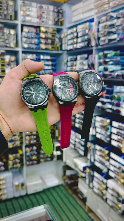 Chaxigo Men Rotation Dial Watch  Wheel Reloj Male Luxury Man Silicone Strap Sports Clock Rotate Rim Hub Design Wristwatch